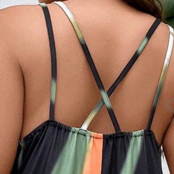 Plus Color Block Multicolor Criss Cross Cami Maxi Dress - Picture 2 of 2